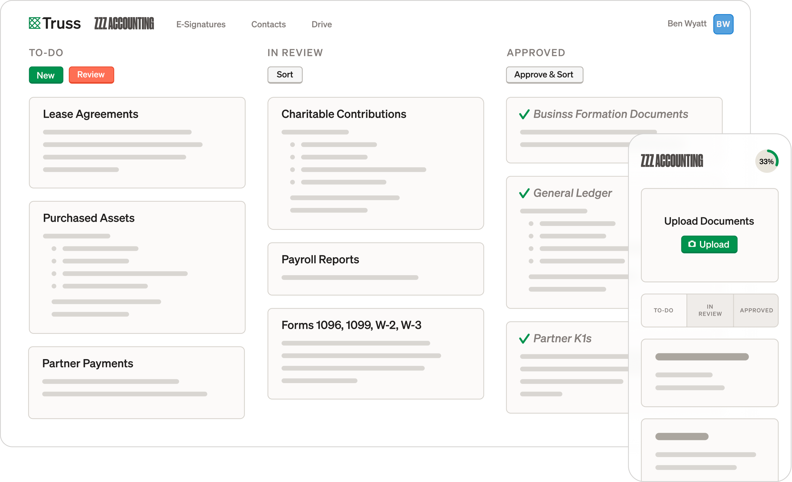 Truss Intake dashboard